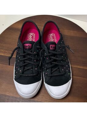 Keds Kids Black Sneakers with Colorful Star Accents – Size US 2 (Little Girl)